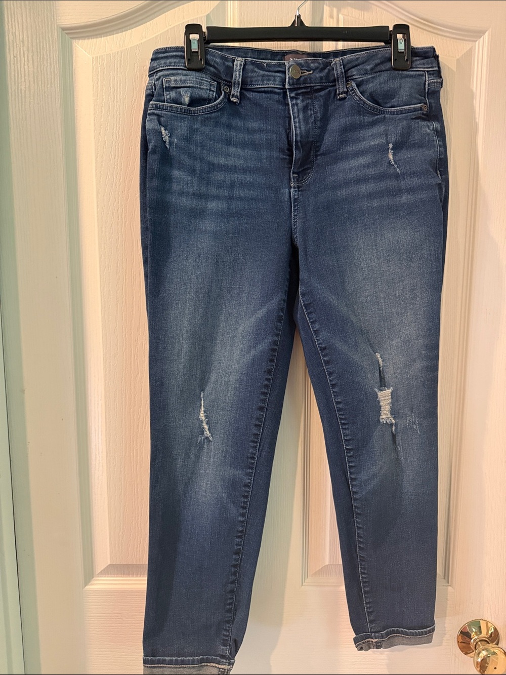 NYDJ Dark Blue Distressed Ankle Jeans